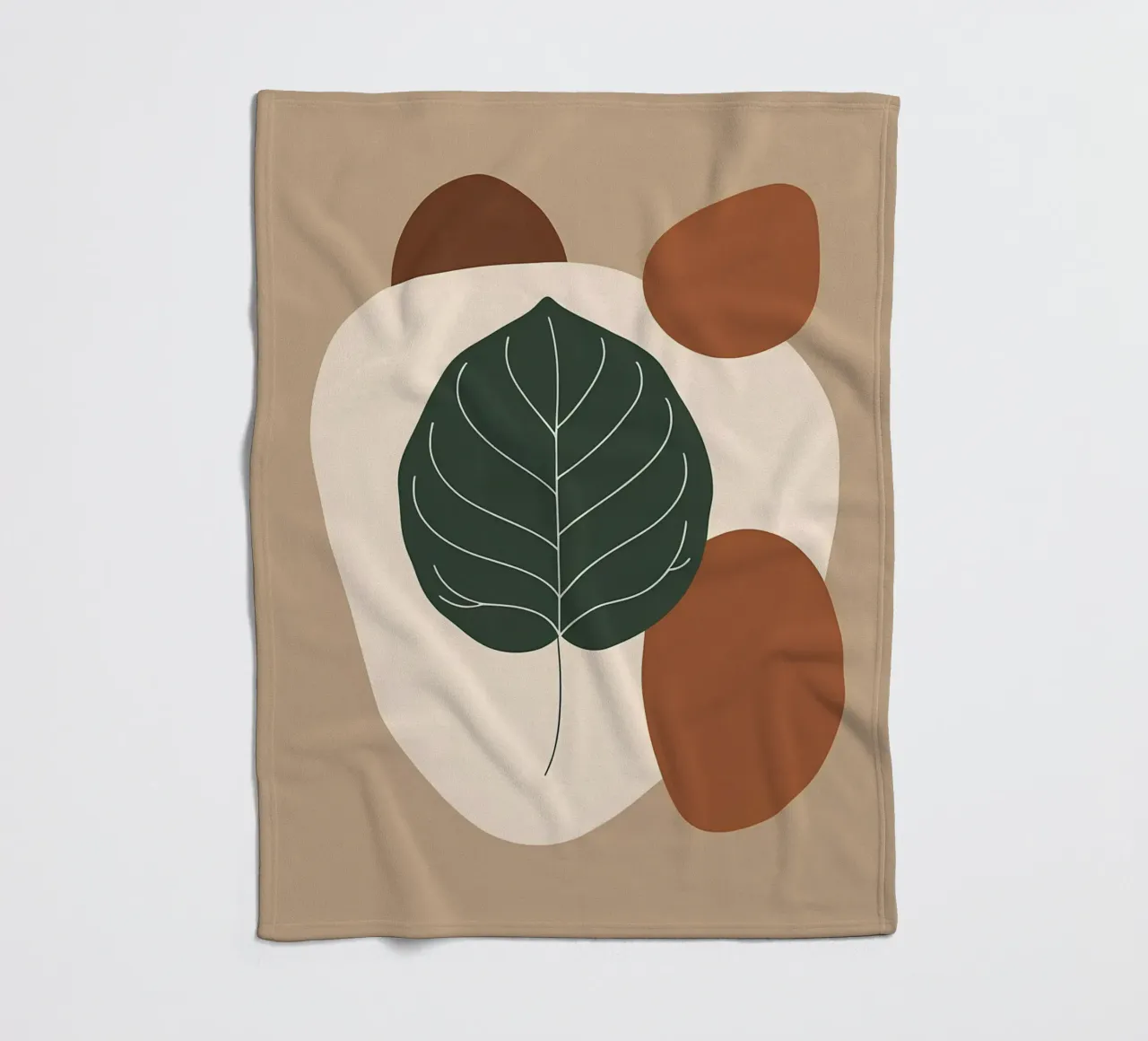 Minimalist one line drawing of a single fiddle leaf fig fleece blanket by Bloom And Brush