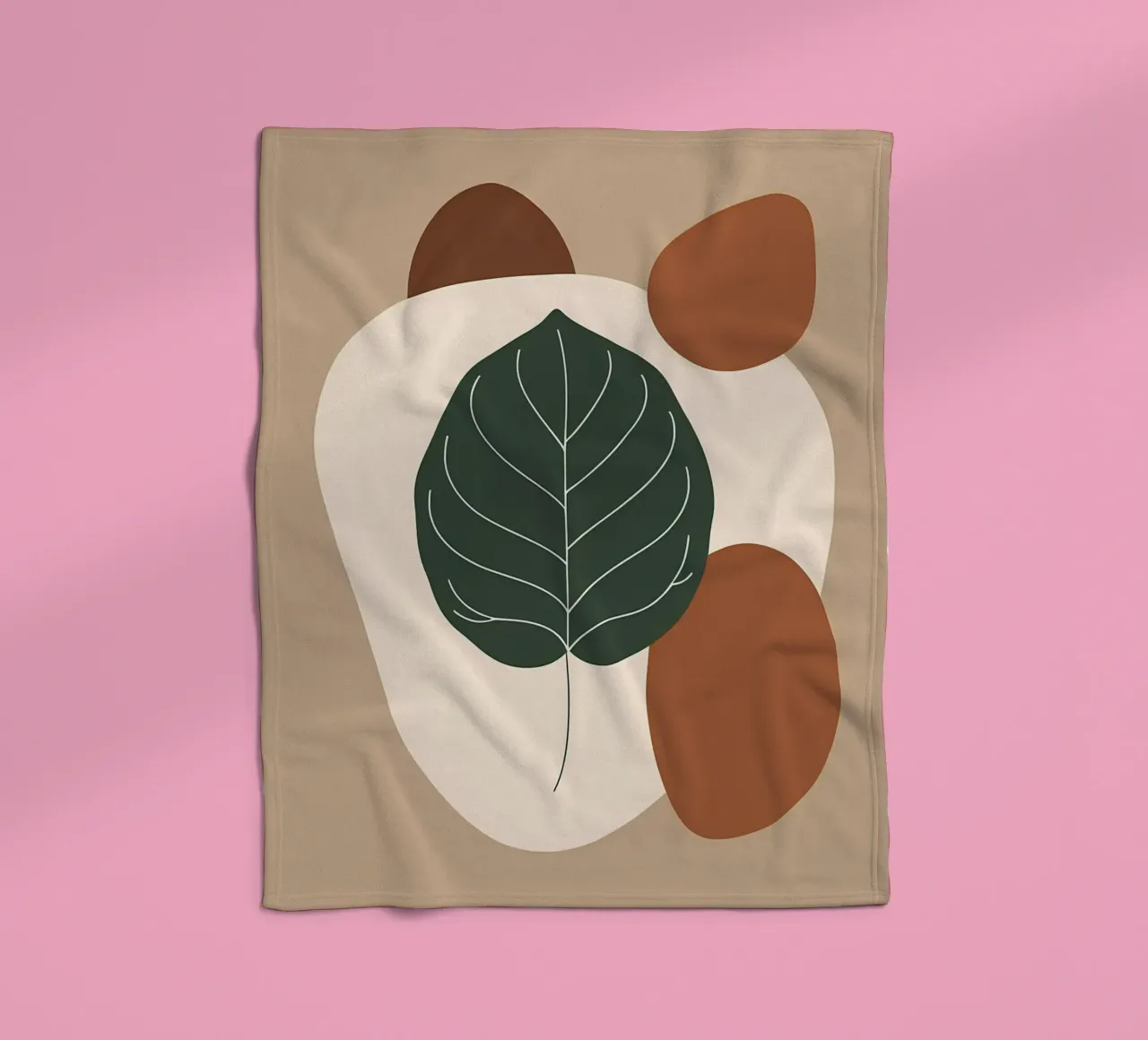 Minimalist one line drawing of a single fiddle leaf fig fleece blanket by Bloom And Brush