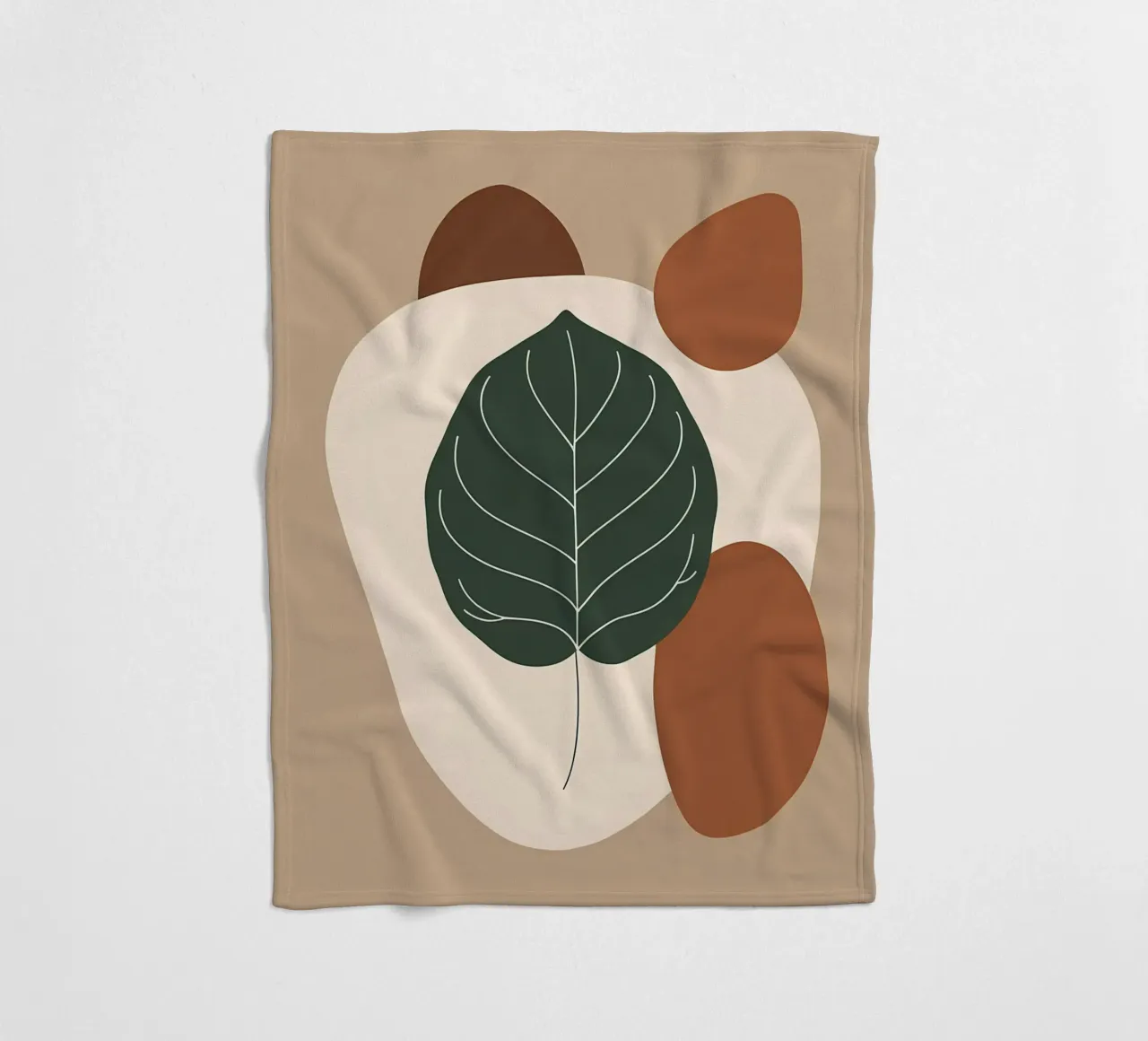 Minimalist one line drawing of a single fiddle leaf fig fleece blanket by Bloom And Brush