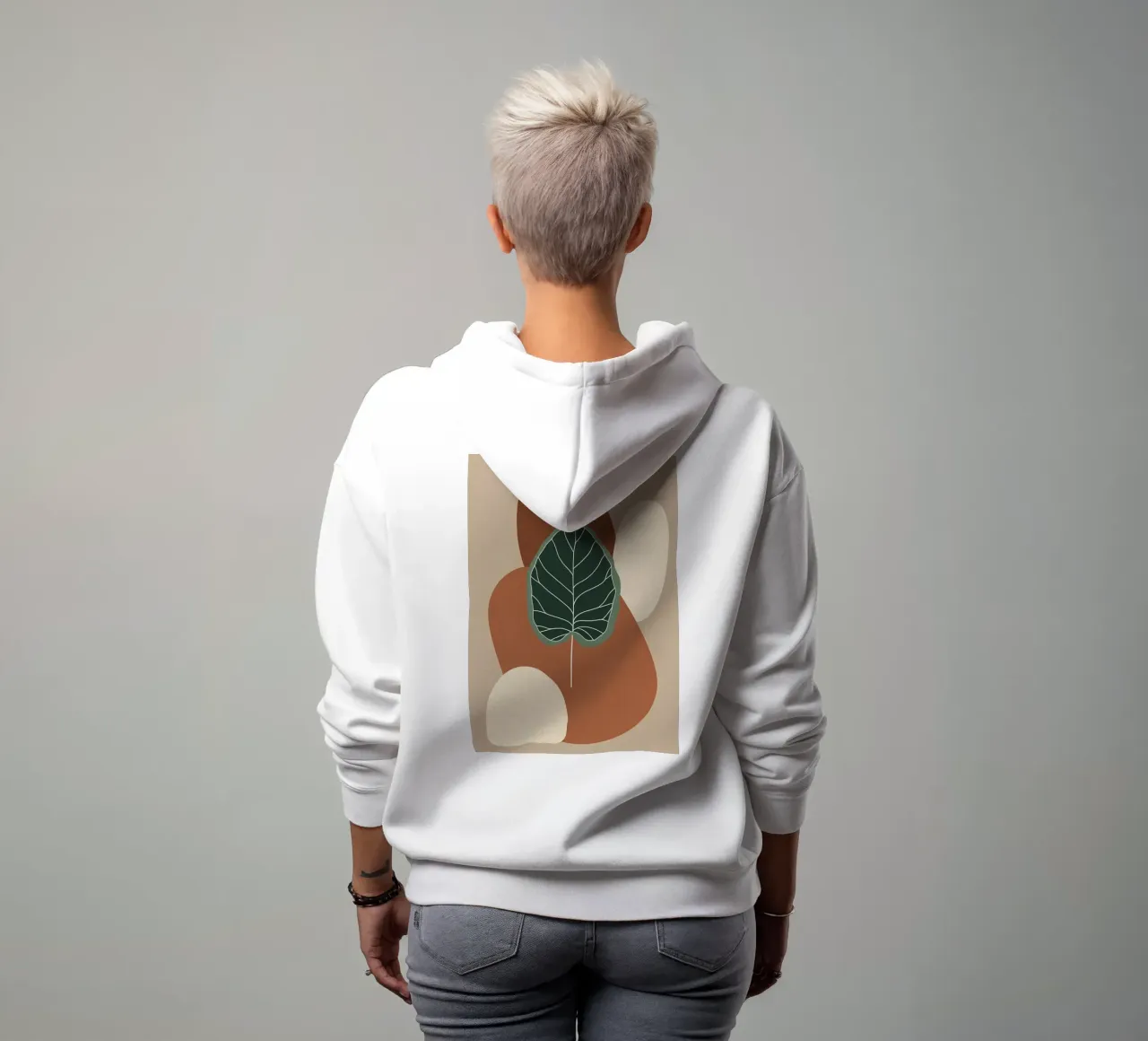 Disegno minimalista a una linea di un singolo fico a foglia di violino felpa con cappuccio da Bloom And Brush