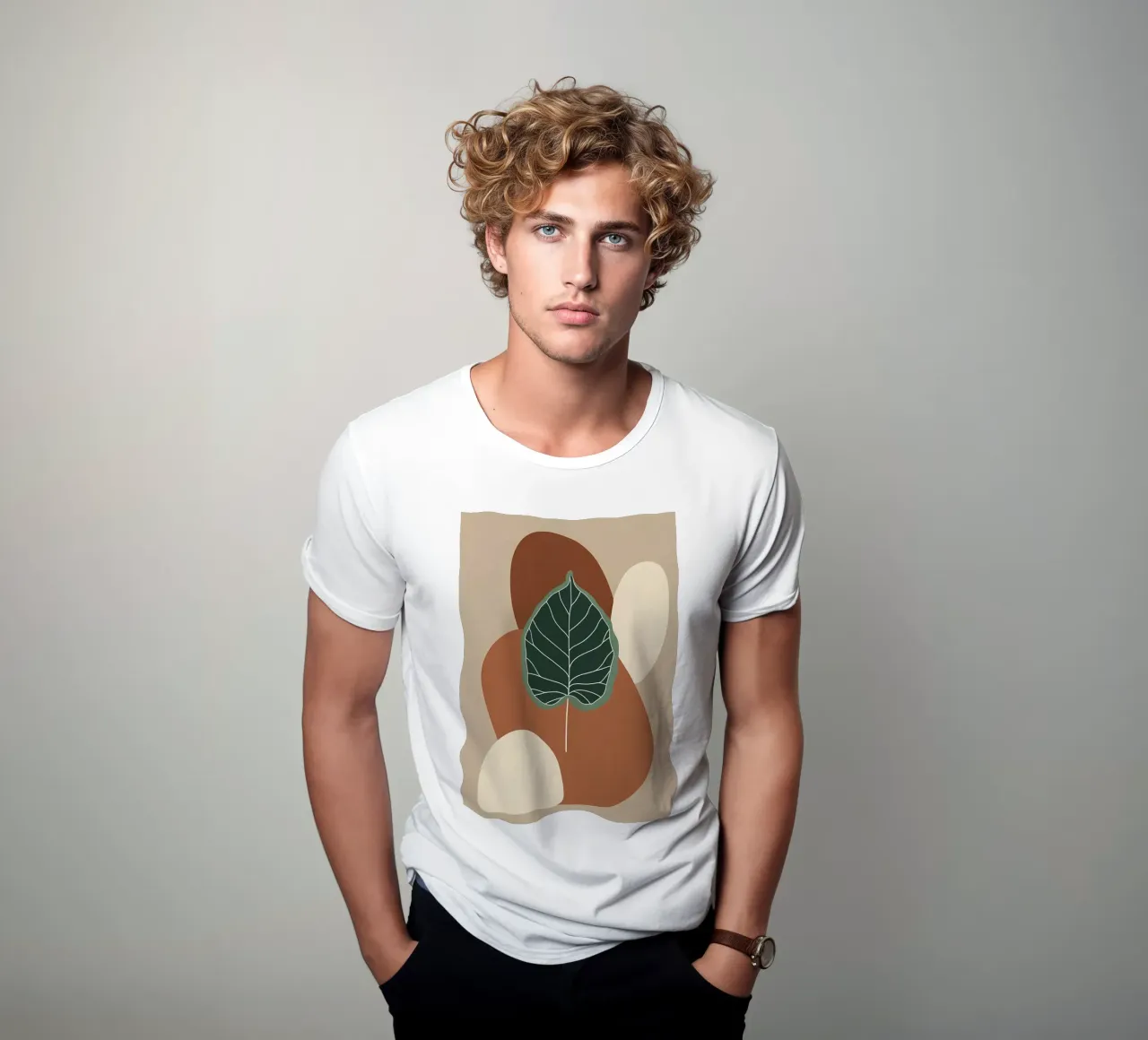 Minimalist one line drawing of a single fiddle leaf fig t-shirt by Bloom And Brush