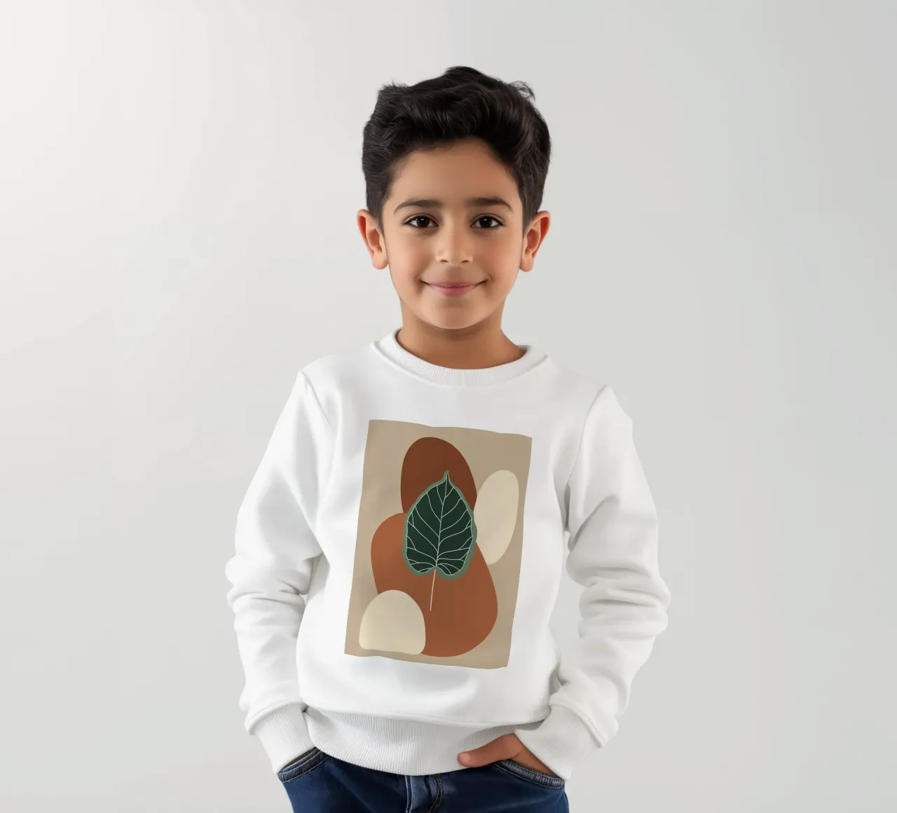 Disegno minimalista a una linea di un singolo fico a foglia di violino felpa bambino da Bloom And Brush