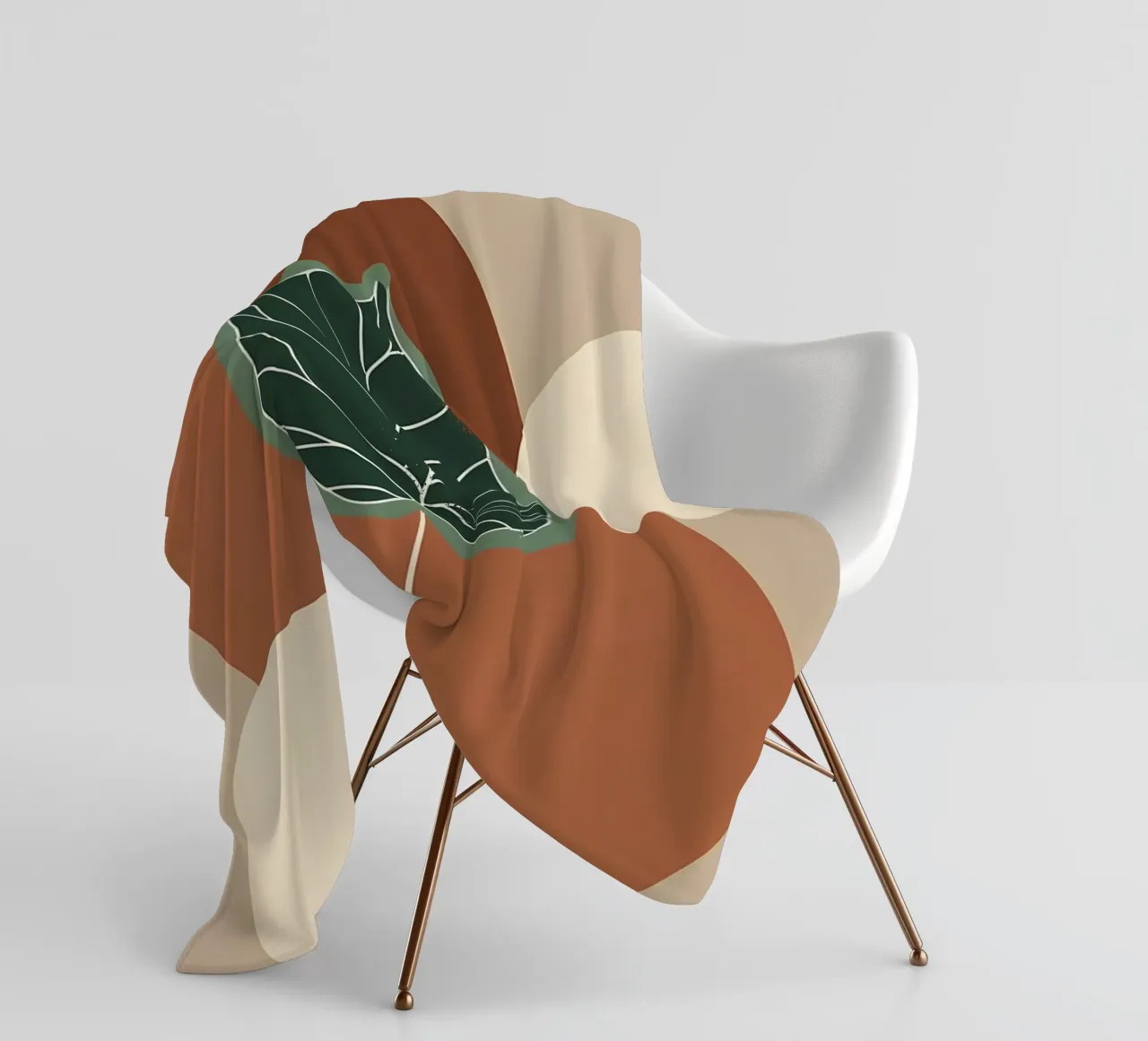 Minimalist one line drawing of a single fiddle leaf fig fleece blanket by Bloom And Brush