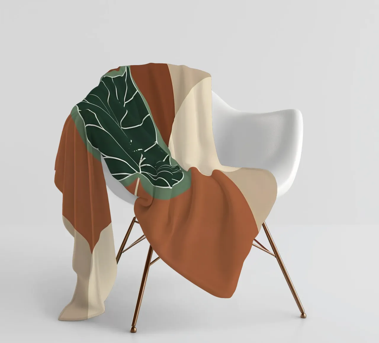 Minimalist one line drawing of a single fiddle leaf fig fleece blanket by Bloom And Brush