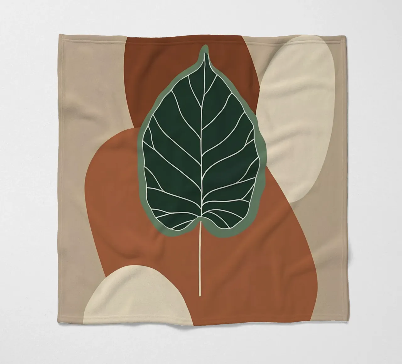 Minimalist one line drawing of a single fiddle leaf fig fleece blanket by Bloom And Brush