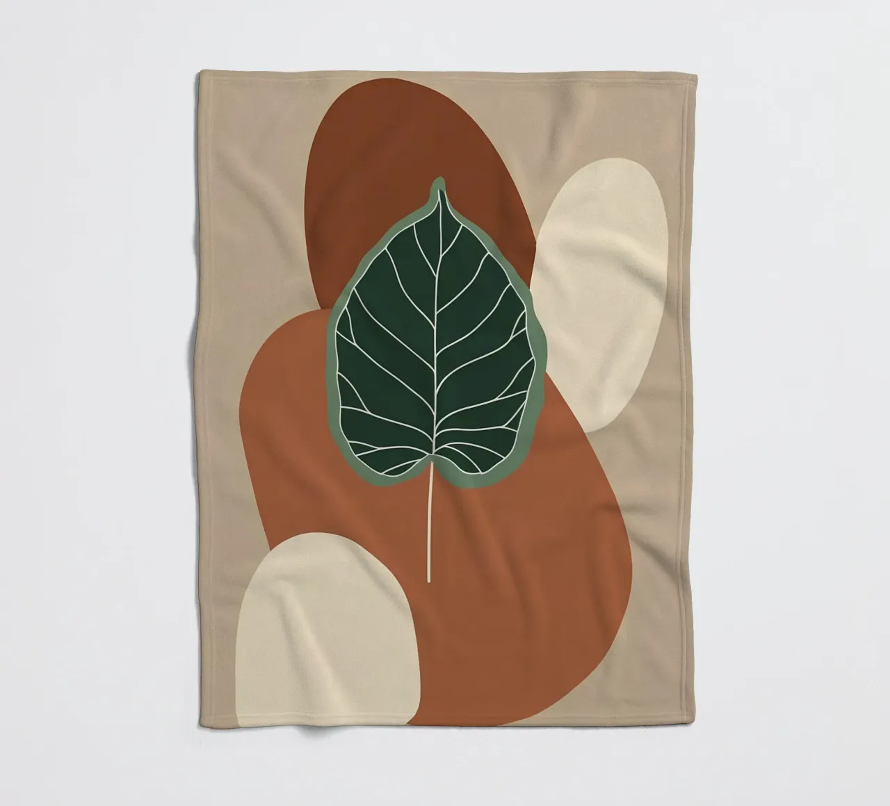 Minimalist one line drawing of a single fiddle leaf fig fleece blanket by Bloom And Brush