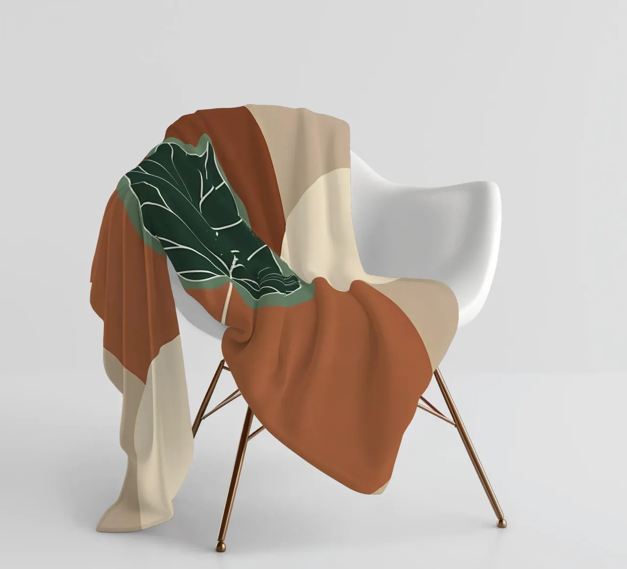 Minimalist one line drawing of a single fiddle leaf fig fleece blanket by Bloom And Brush
