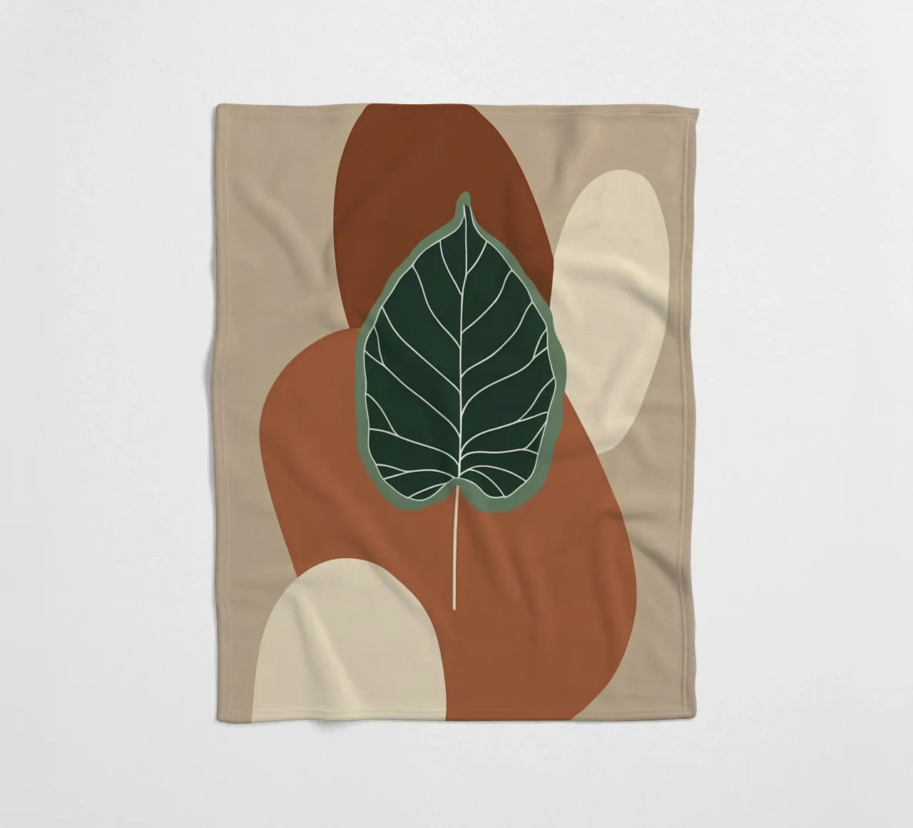 Minimalist one line drawing of a single fiddle leaf fig fleece blanket by Bloom And Brush