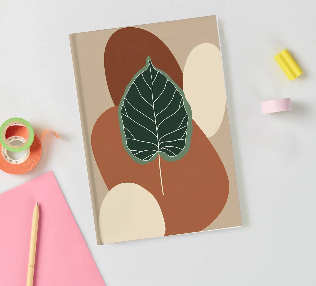 Minimalist one line drawing of a single fiddle leaf fig notebook by Bloom And Brush