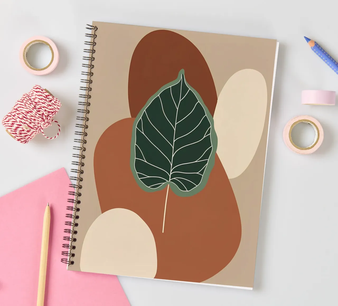 Minimalist one line drawing of a single fiddle leaf fig spiral notebook by Bloom And Brush