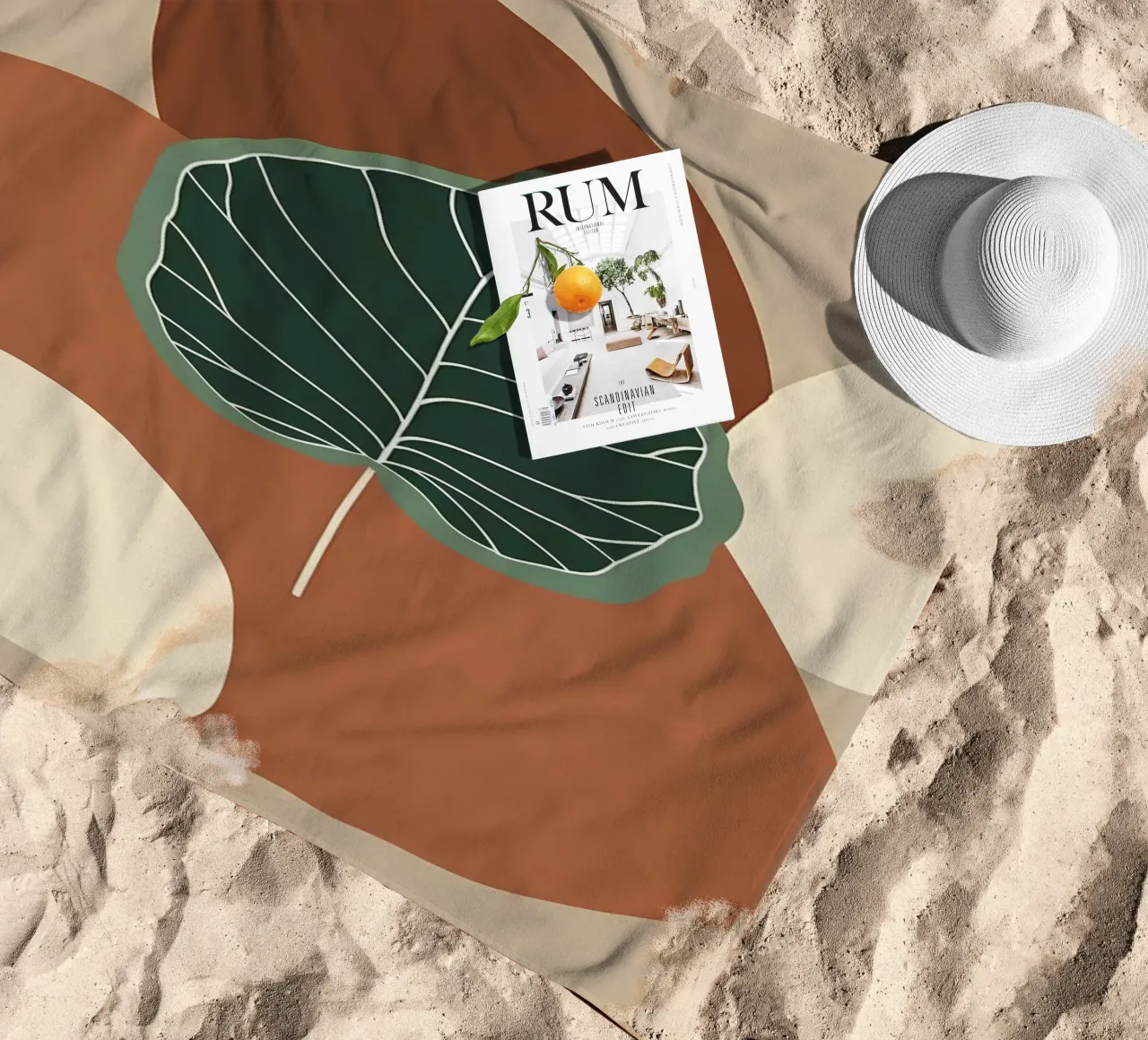 Minimalist one line drawing of a single fiddle leaf fig beach towel by Bloom And Brush
