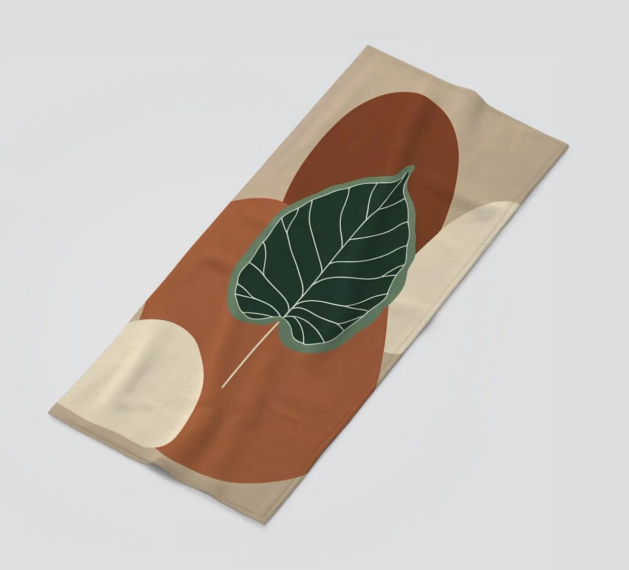 Minimalist one line drawing of a single fiddle leaf fig beach towel by Bloom And Brush