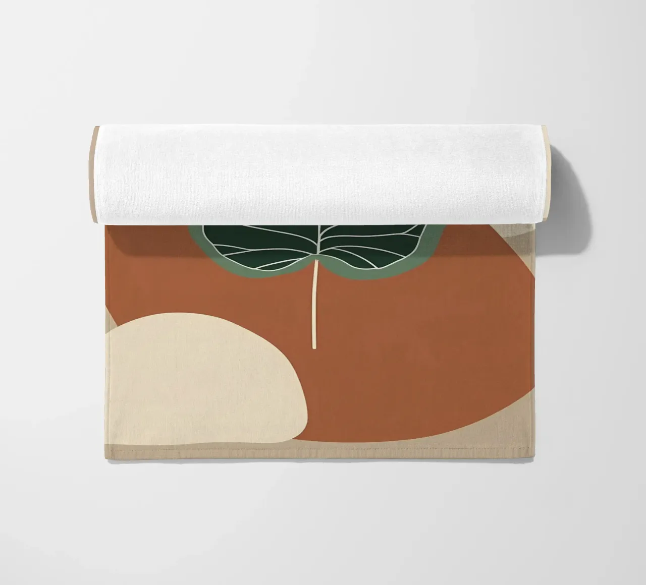 Minimalist one line drawing of a single fiddle leaf fig beach towel by Bloom And Brush
