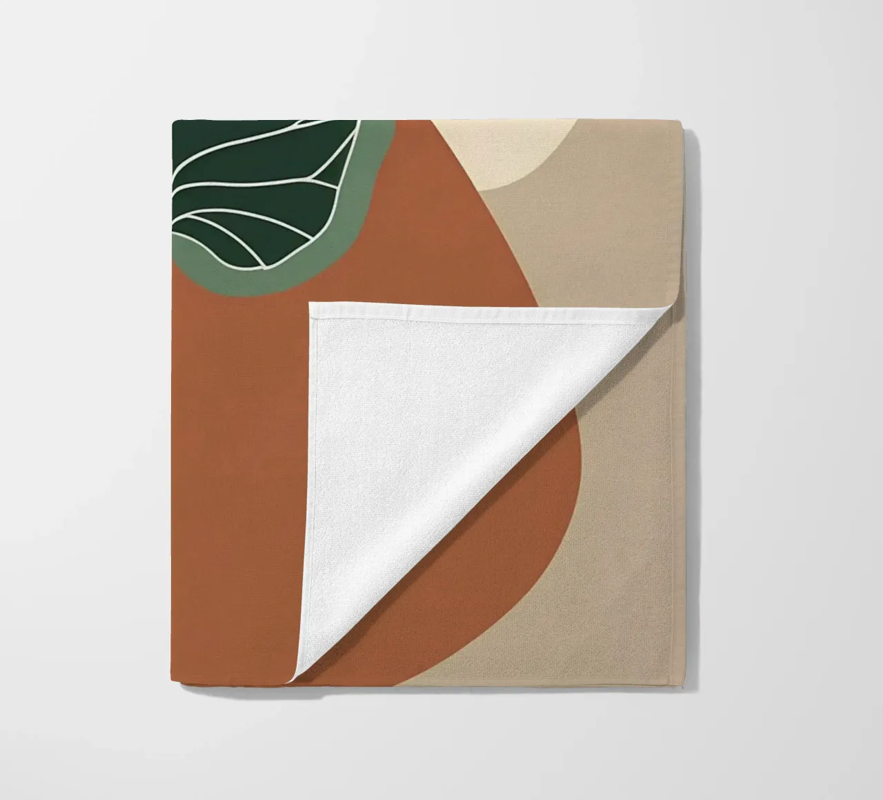 Minimalist one line drawing of a single fiddle leaf fig beach towel by Bloom And Brush