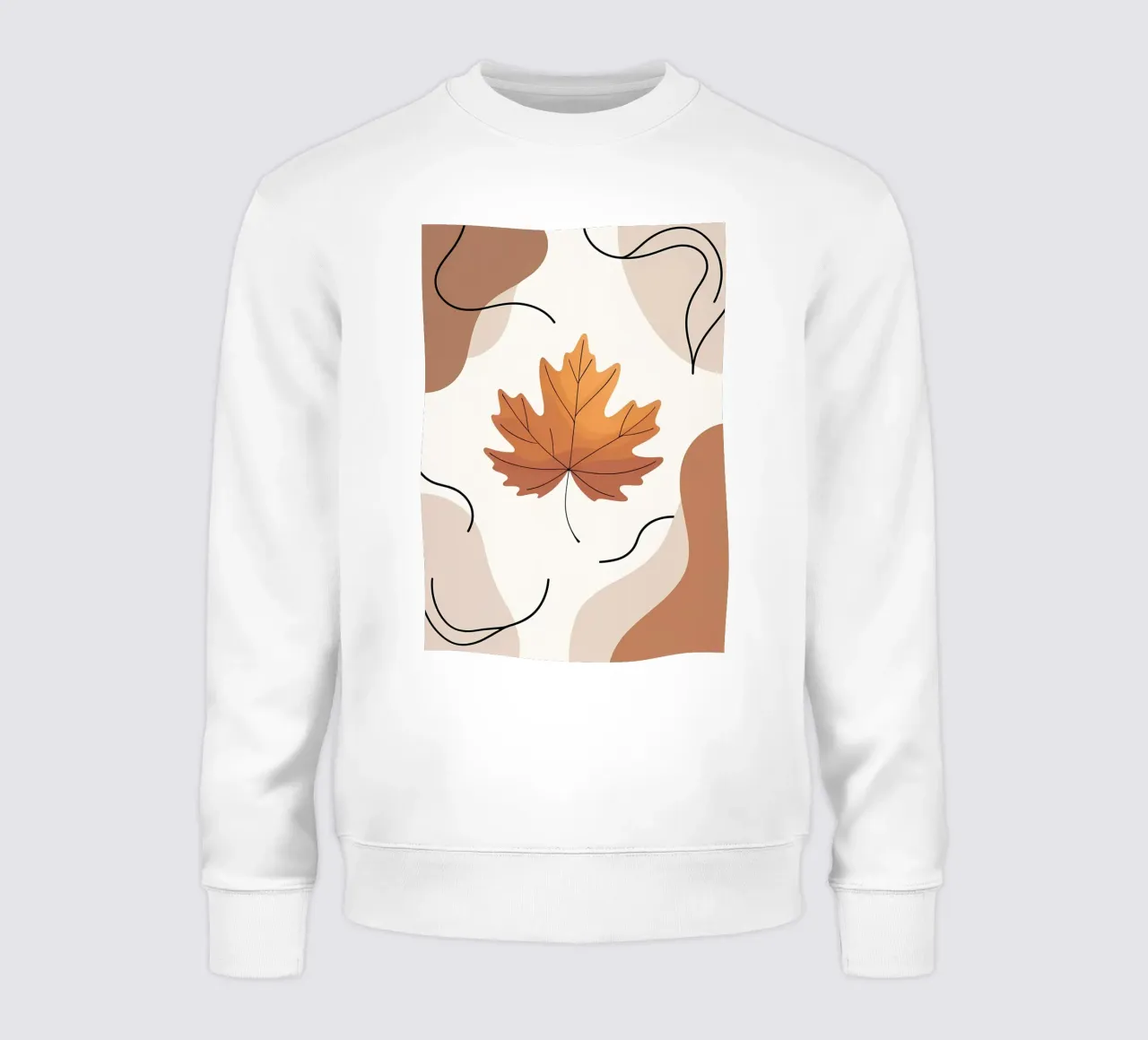 Minimalist one line drawing of a single maple leaf sweatshirt by Bloom And Brush