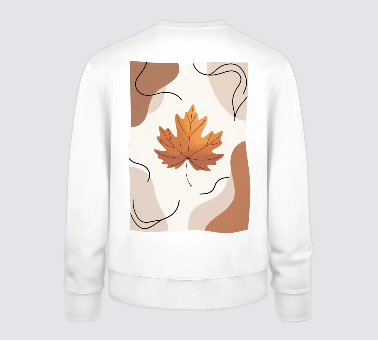 Minimalist one line drawing of a single maple leaf sweatshirt by Bloom And Brush