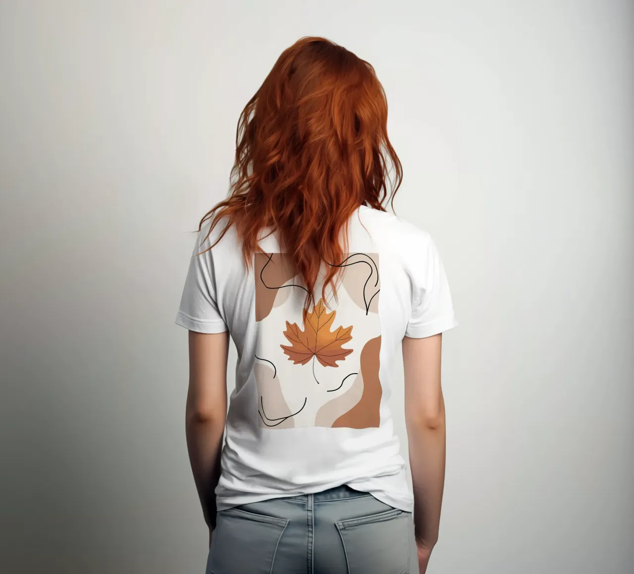 Minimalist one line drawing of a single maple leaf t-shirt by Bloom And Brush