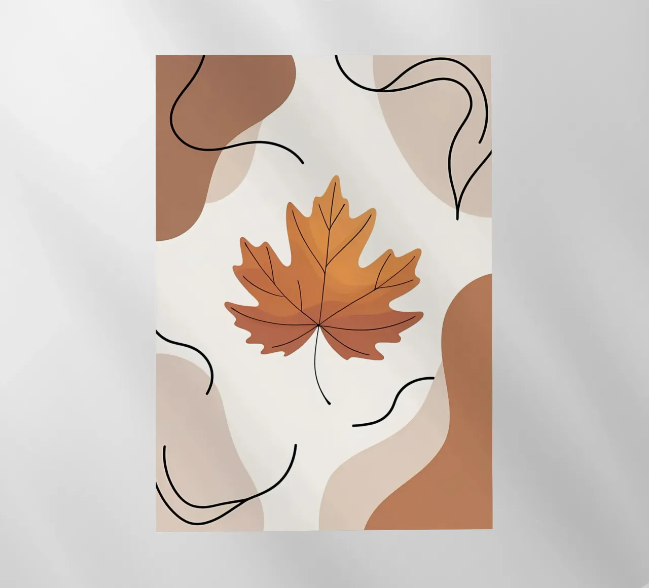 Disegno minimalista a una linea di una singola foglia d'acero pellicola backlit da Bloom And Brush