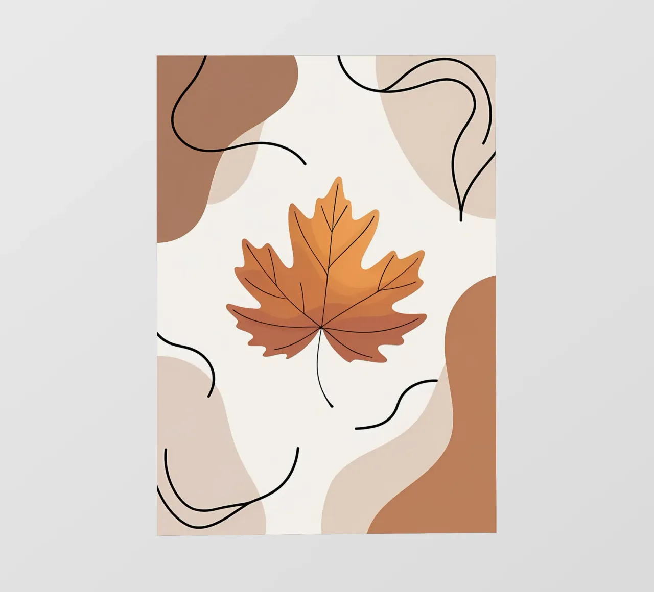 Disegno minimalista a una linea di una singola foglia d'acero telo in pvc da Bloom And Brush