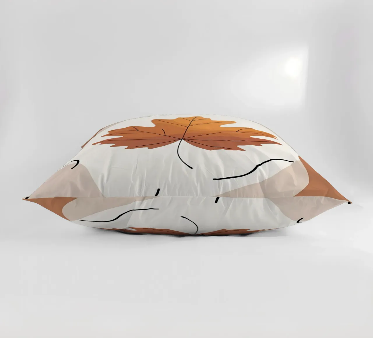 Minimalist one line drawing of a single maple leaf decorative cushion by Bloom And Brush