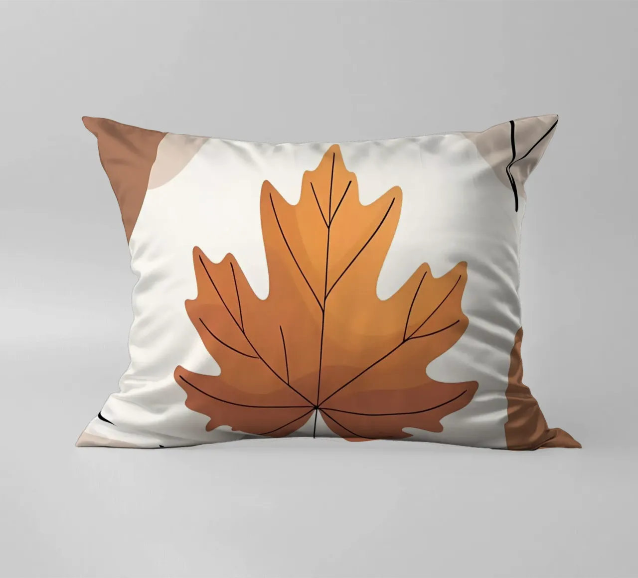Minimalist one line drawing of a single maple leaf decorative cushion by Bloom And Brush