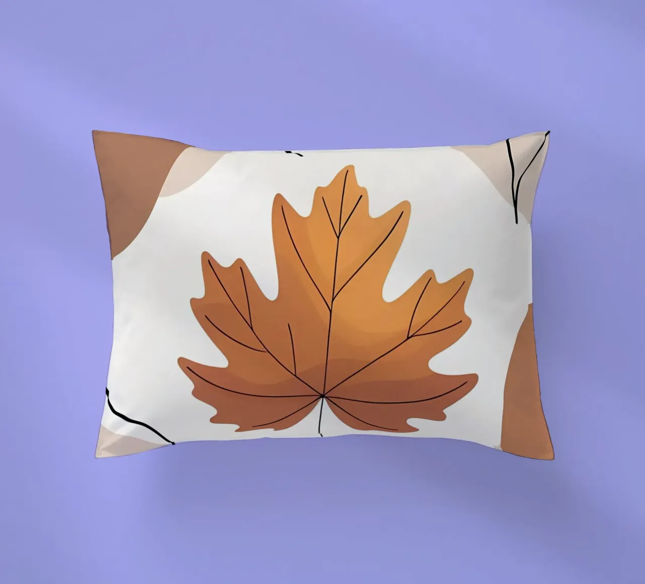 Minimalist one line drawing of a single maple leaf decorative cushion by Bloom And Brush