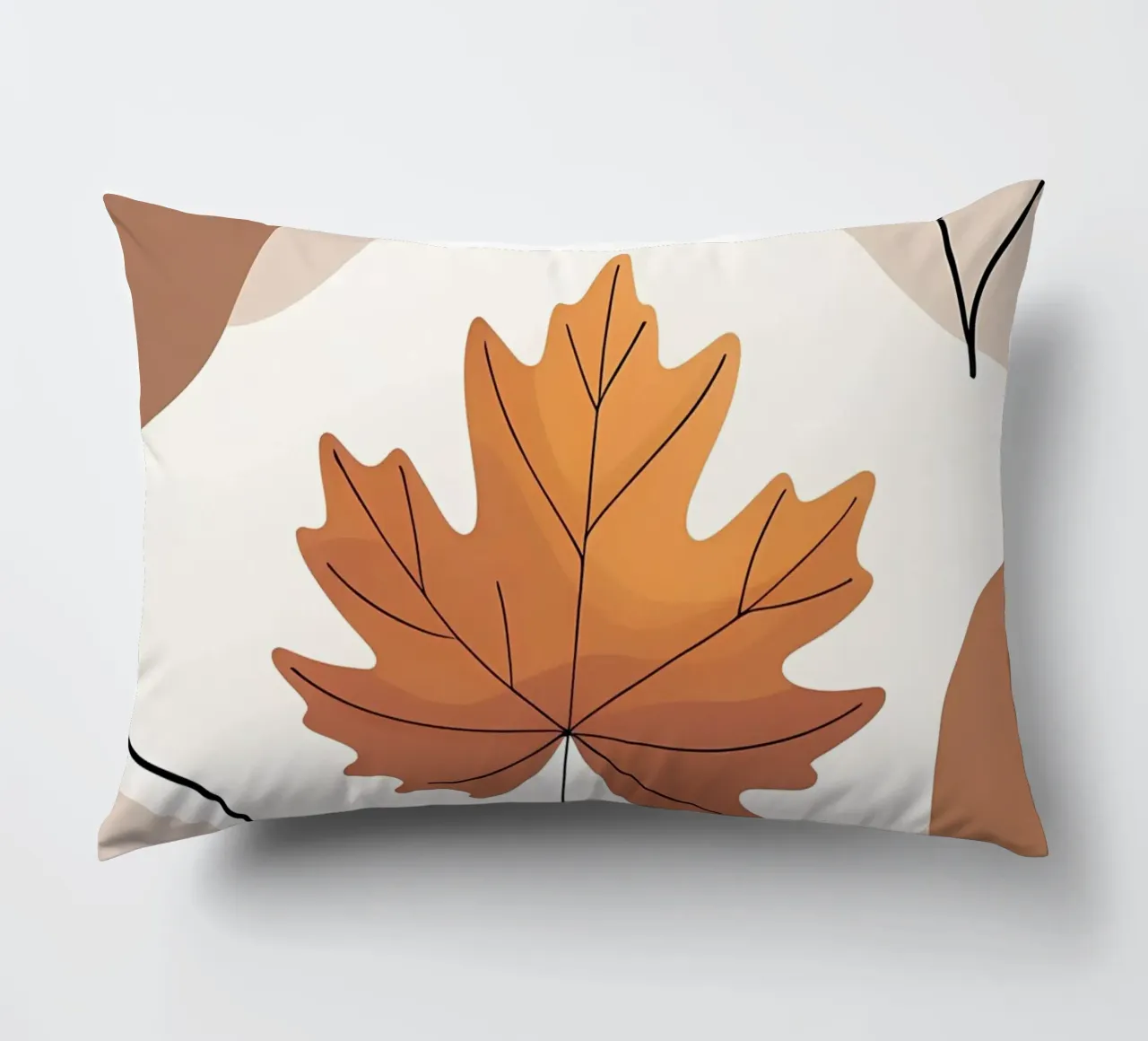 Minimalist one line drawing of a single maple leaf decorative cushion by Bloom And Brush