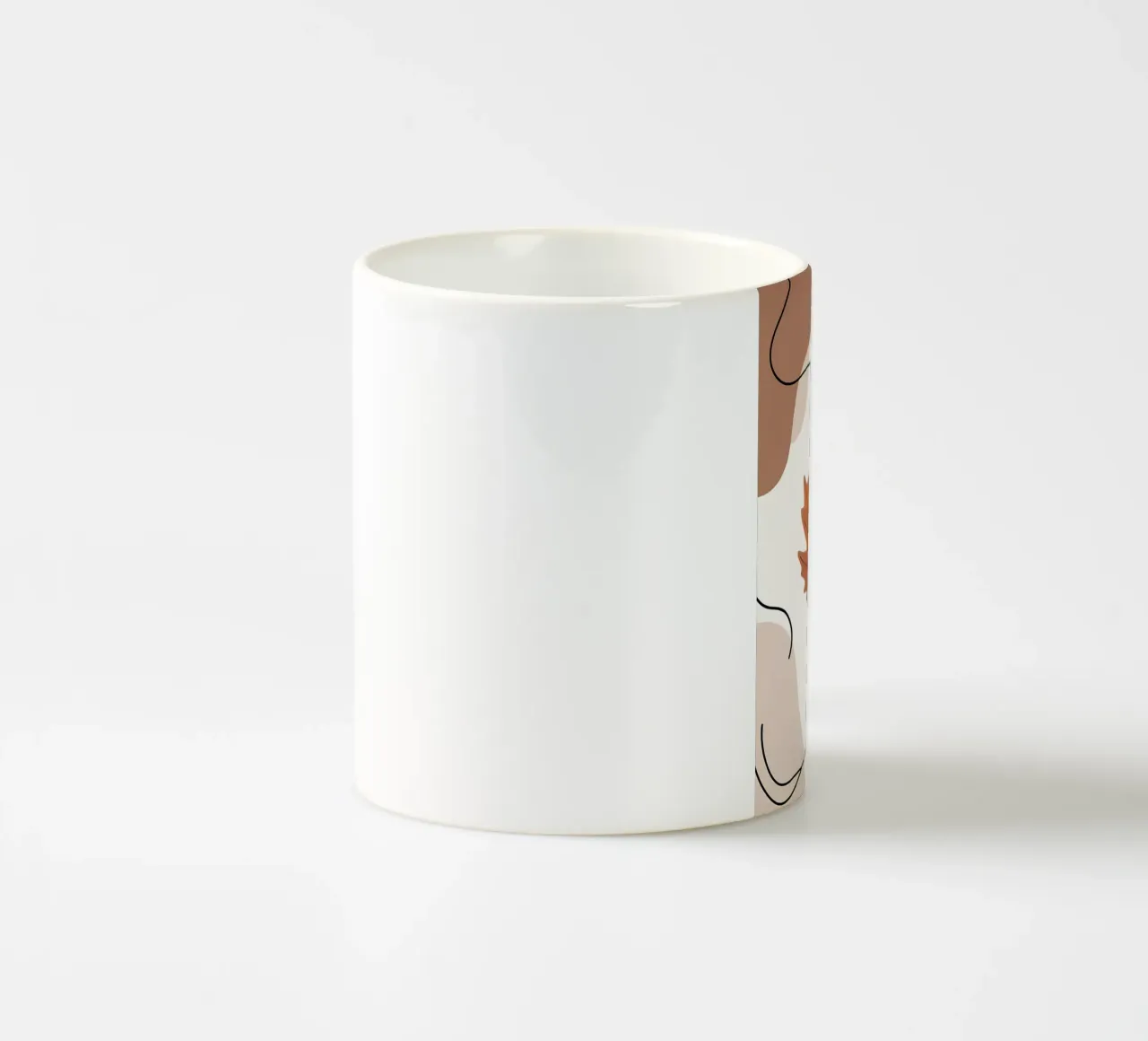 Minimalist one line drawing of a single maple leaf ceramic mug by Bloom And Brush
