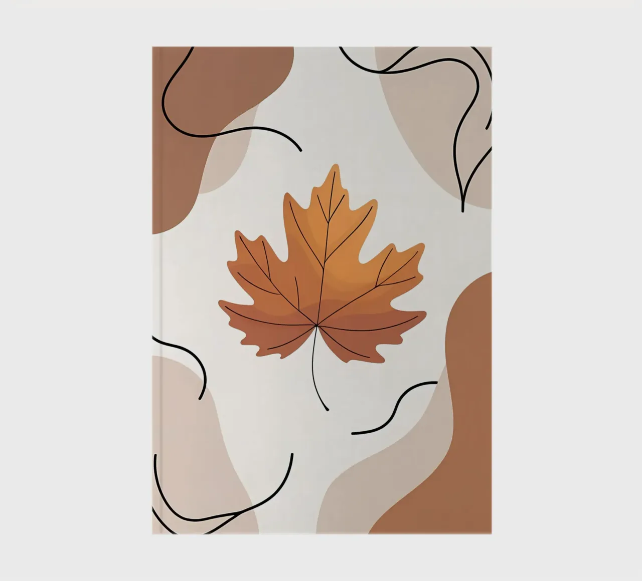 Minimalist one line drawing of a single maple leaf notebook by Bloom And Brush