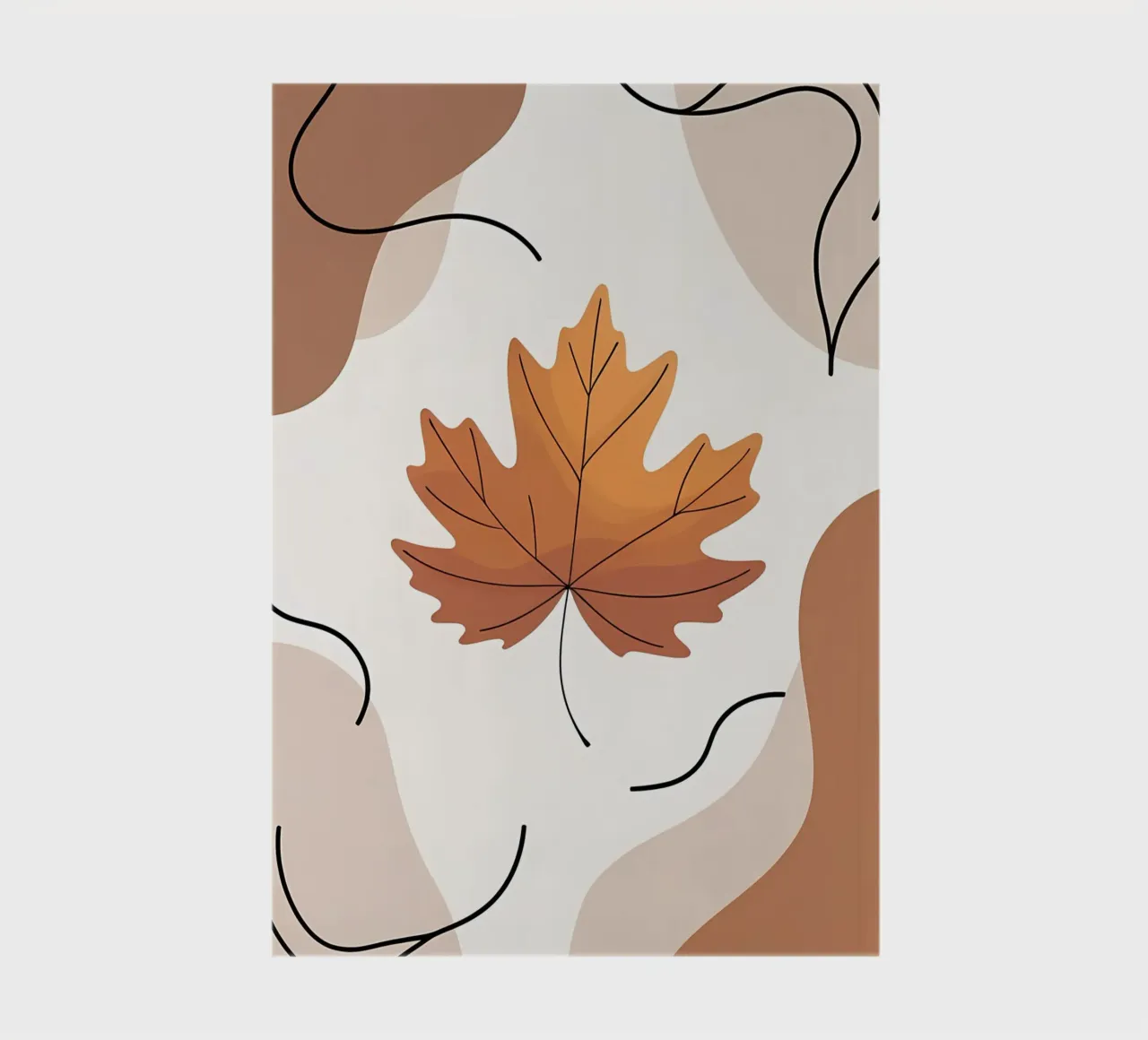 Minimalist one line drawing of a single maple leaf notebook by Bloom And Brush
