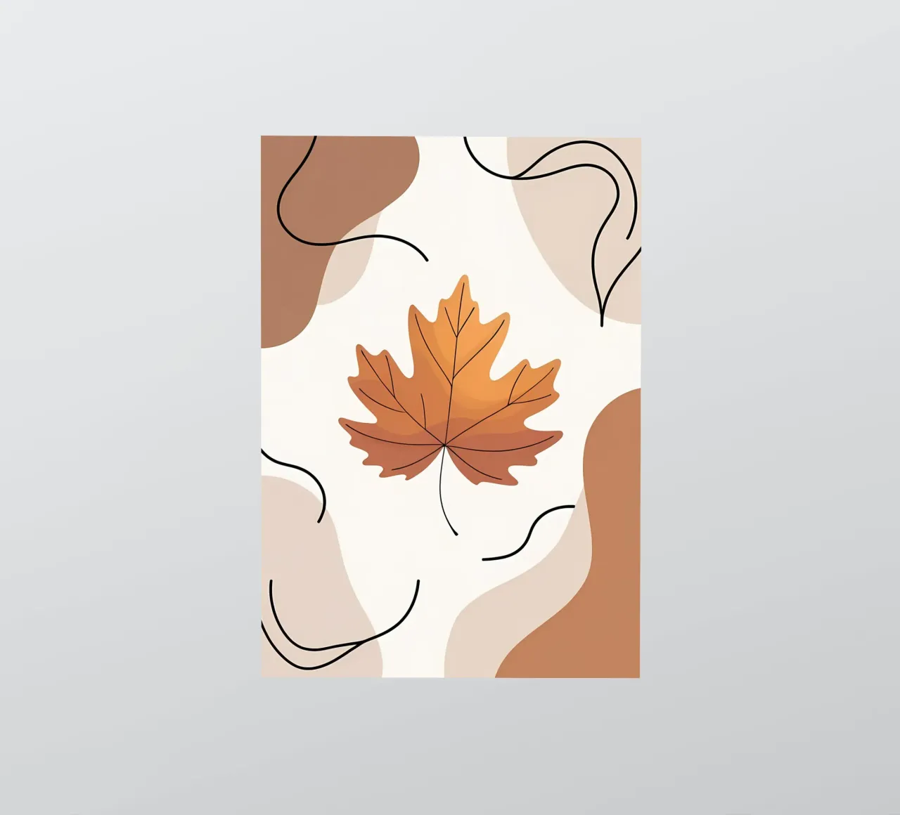 Minimalist one line drawing of a single maple leaf sticker by Bloom And Brush