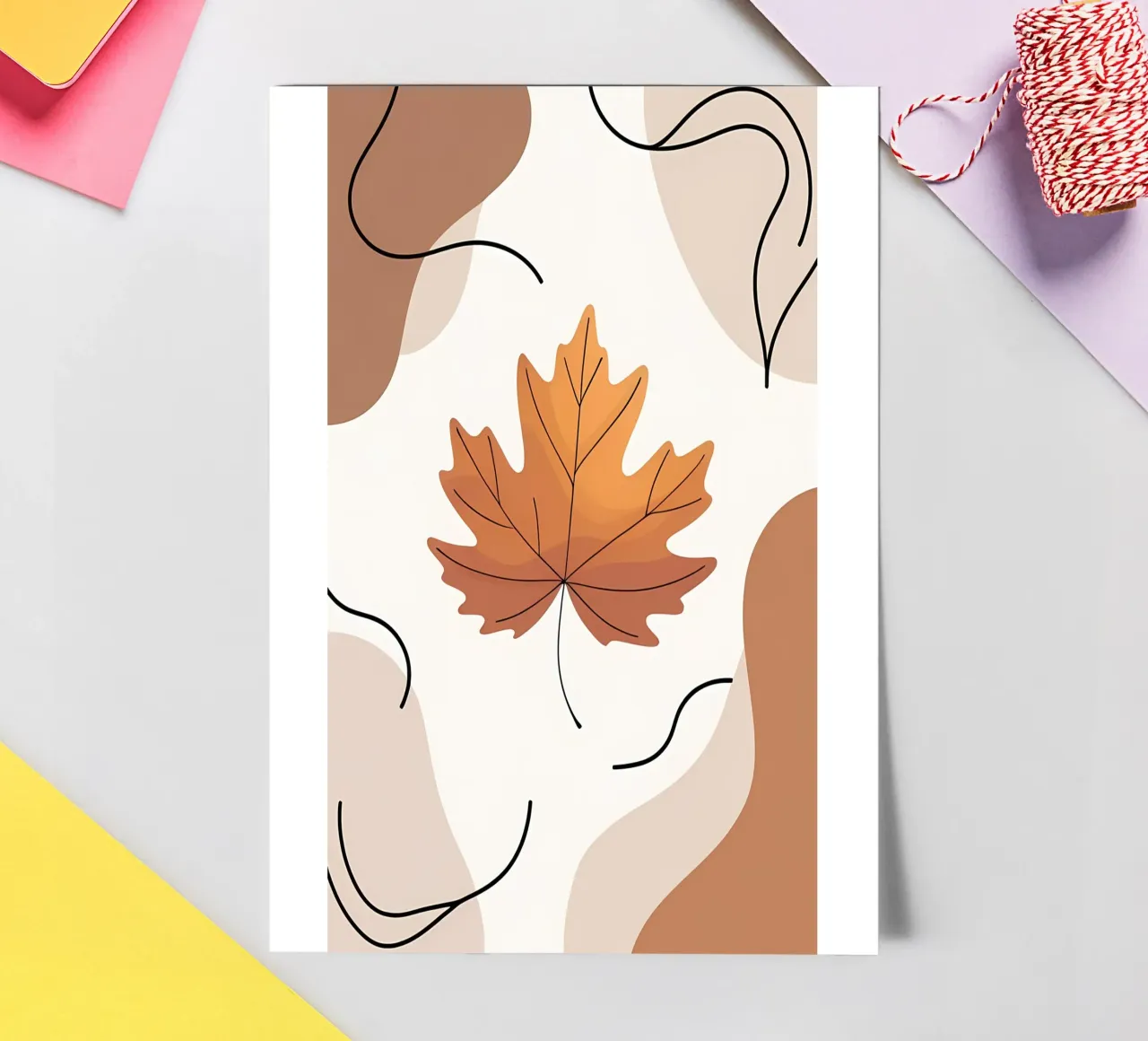 Minimalist one line drawing of a single maple leaf sticker sheet by Bloom And Brush