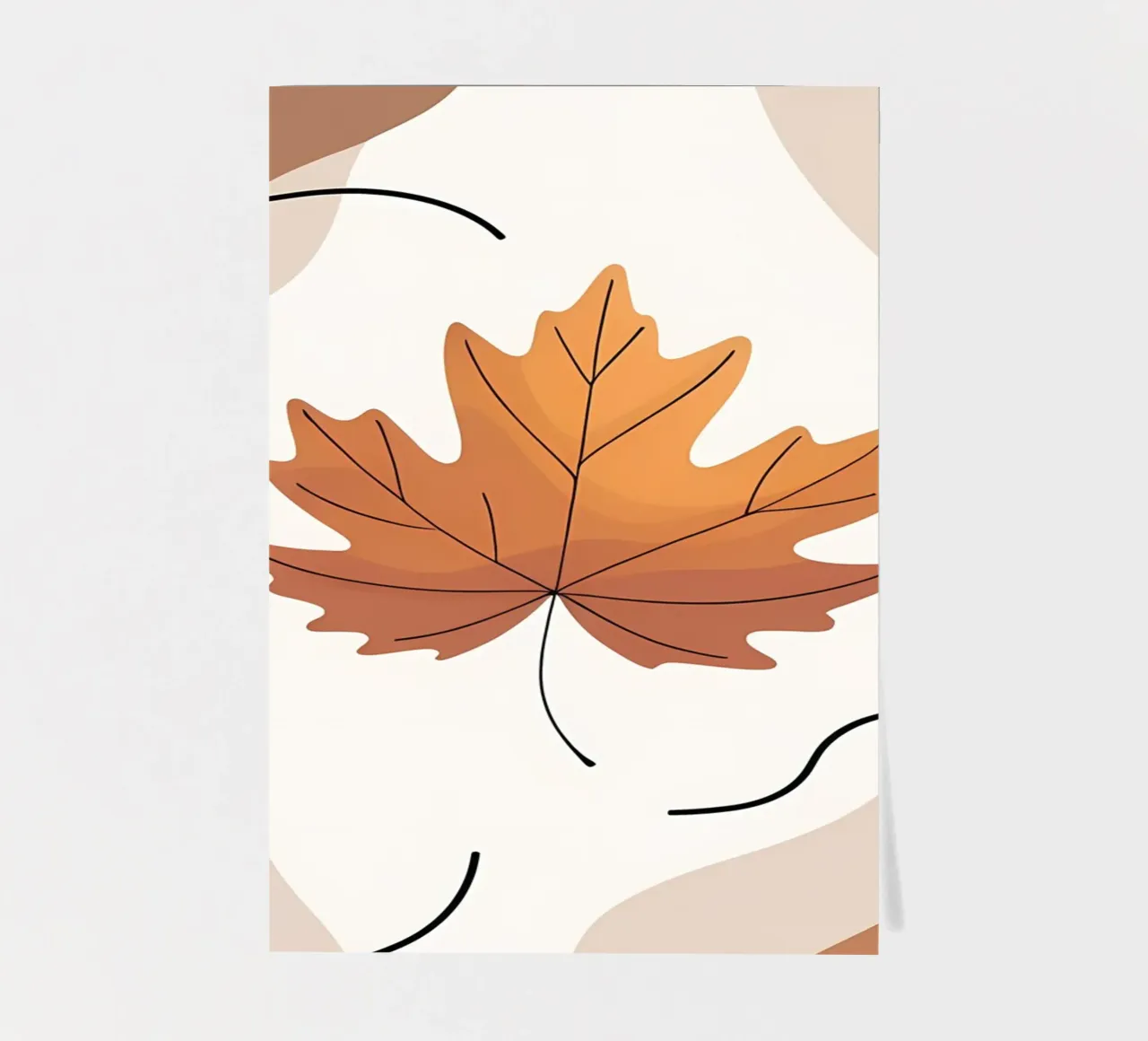Minimalist one line drawing of a single maple leaf sticker sheet by Bloom And Brush