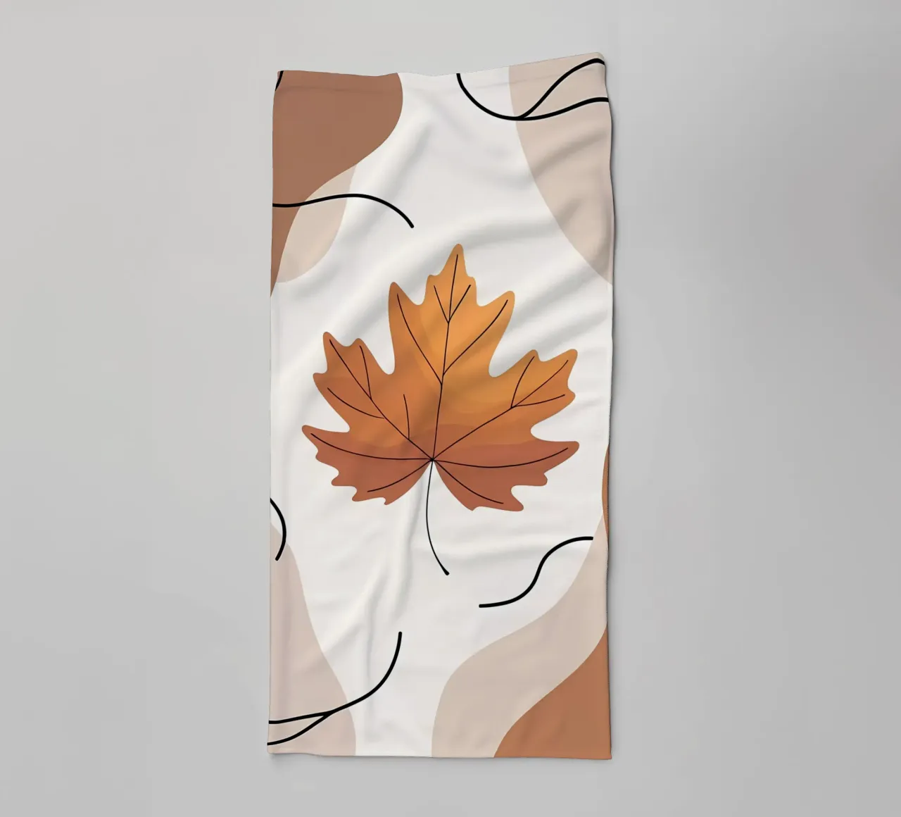 Minimalist one line drawing of a single maple leaf towel by Bloom And Brush