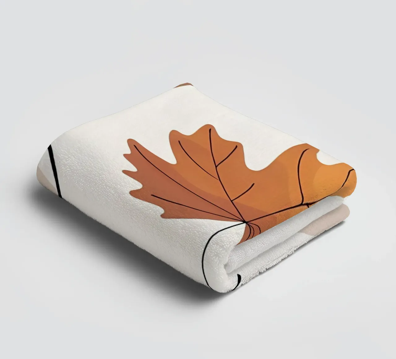 Minimalist one line drawing of a single maple leaf towel by Bloom And Brush