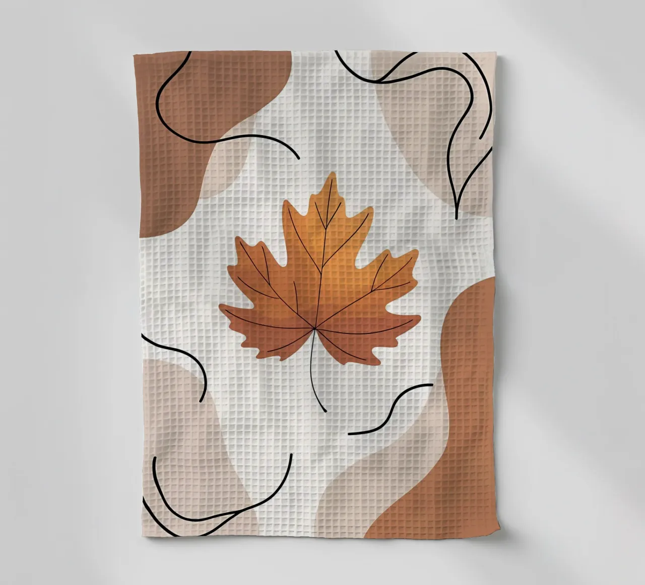 Dessin minimaliste d'une feuille d'érable en une ligne torchon de Bloom And Brush