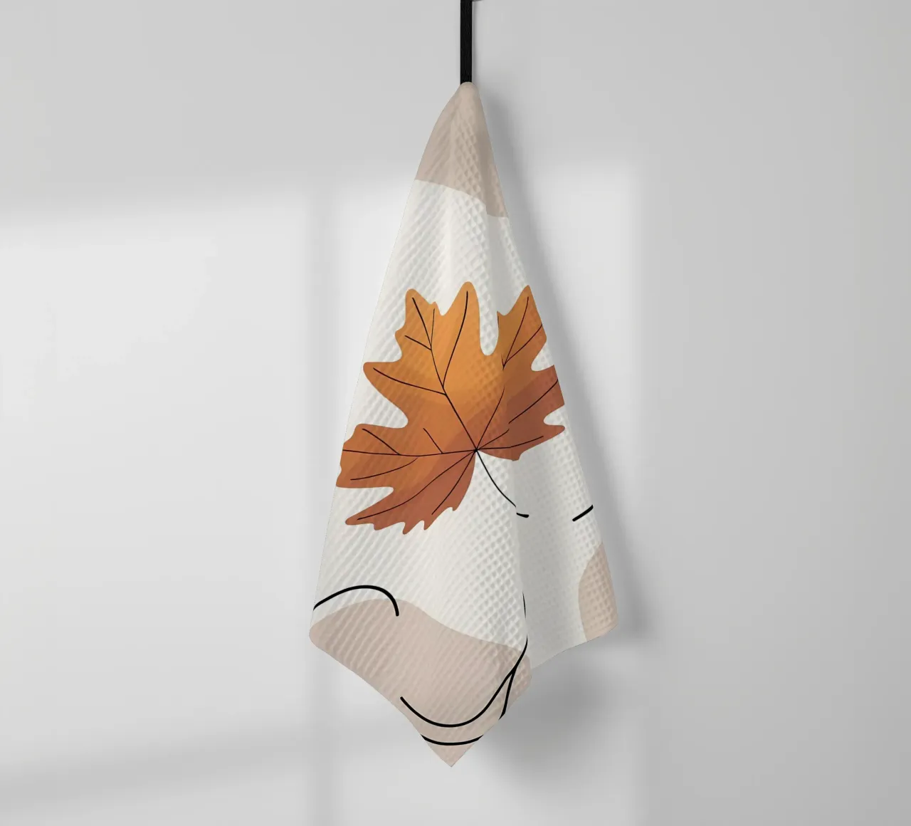 Dessin minimaliste d'une feuille d'érable en une ligne torchon de Bloom And Brush