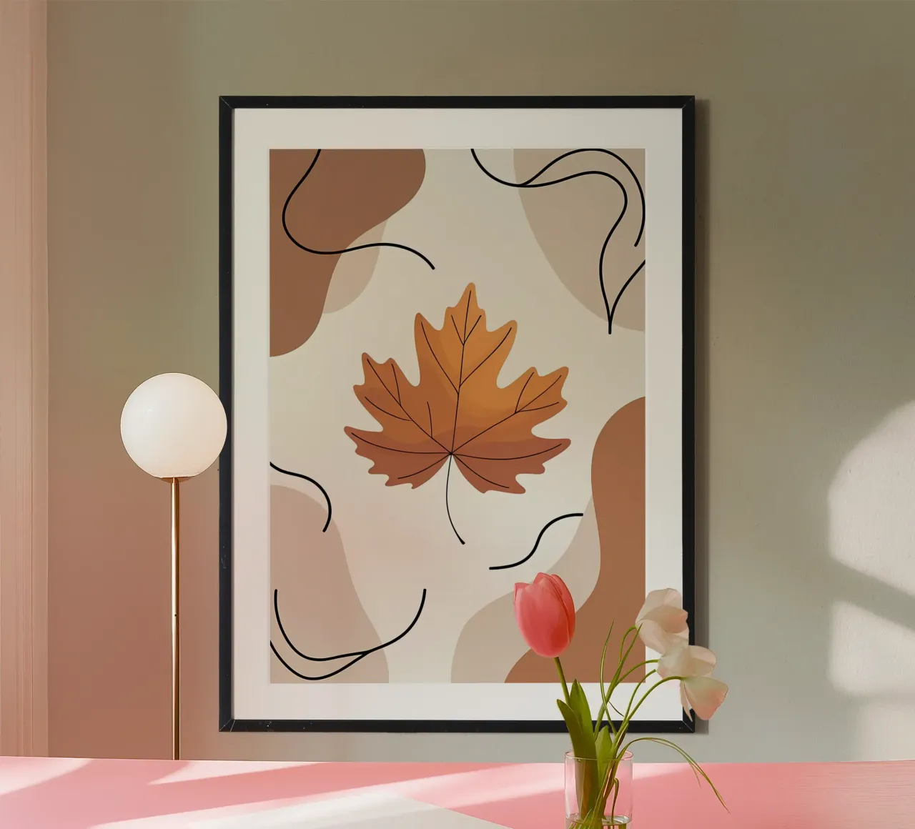 Minimalist one line drawing of a single maple leaf hahnemühle by Bloom And Brush