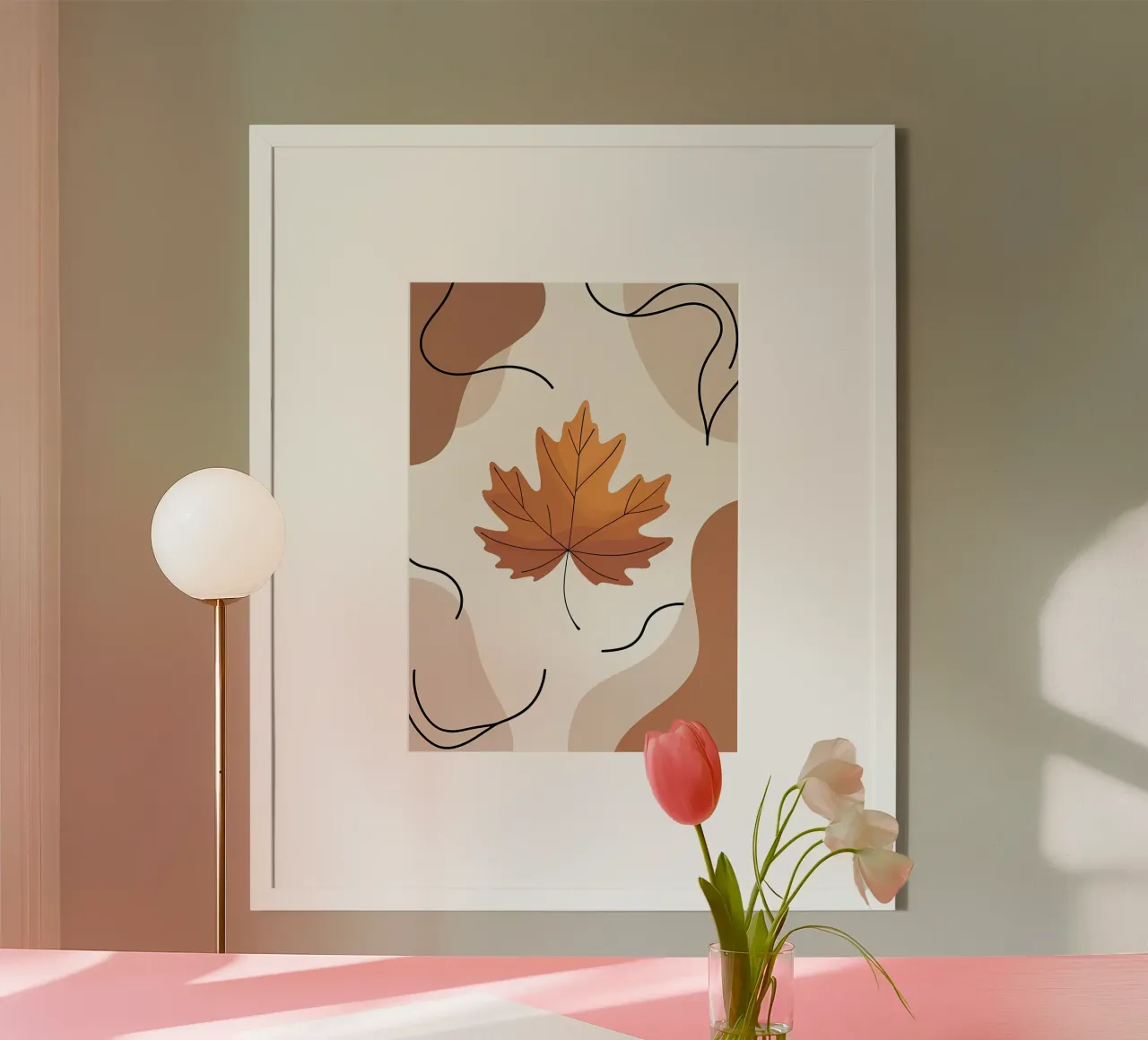 Minimalist one line drawing of a single maple leaf hahnemühle by Bloom And Brush