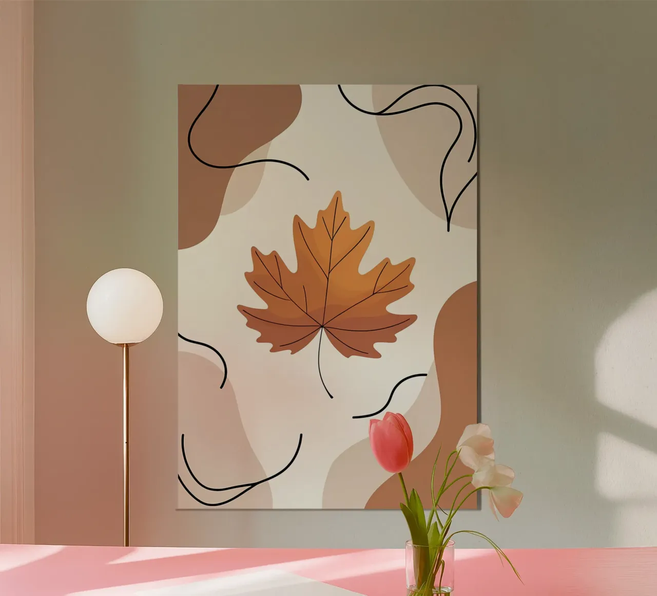 Minimalist one line drawing of a single maple leaf hahnemühle by Bloom And Brush