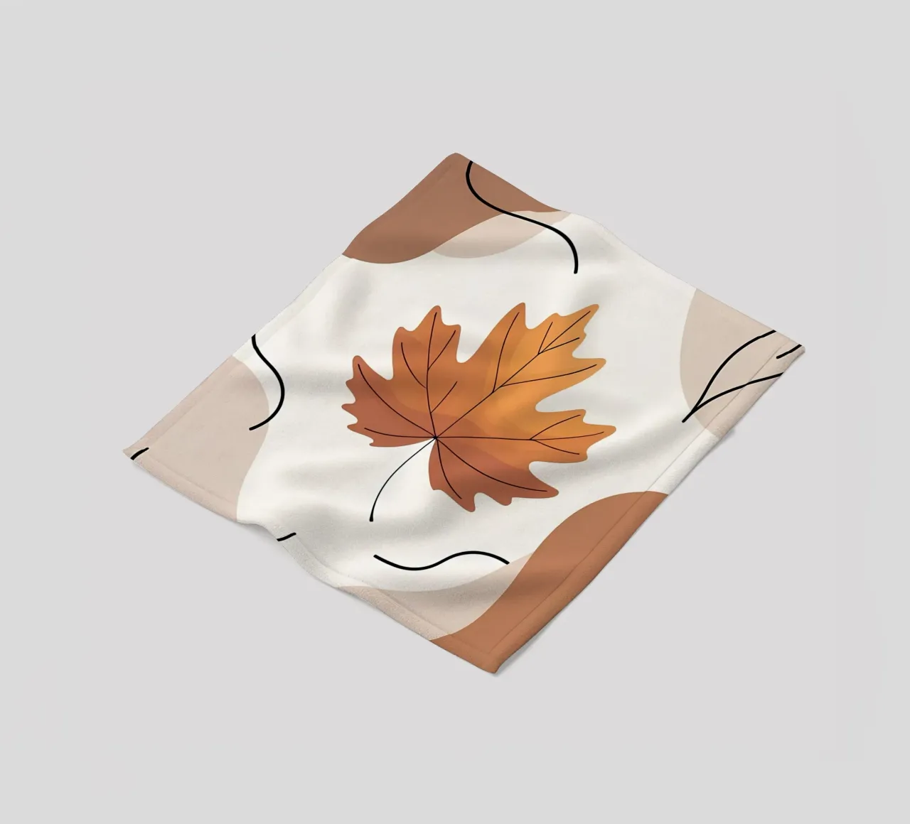 Minimalist one line drawing of a single maple leaf fleece blanket by Bloom And Brush