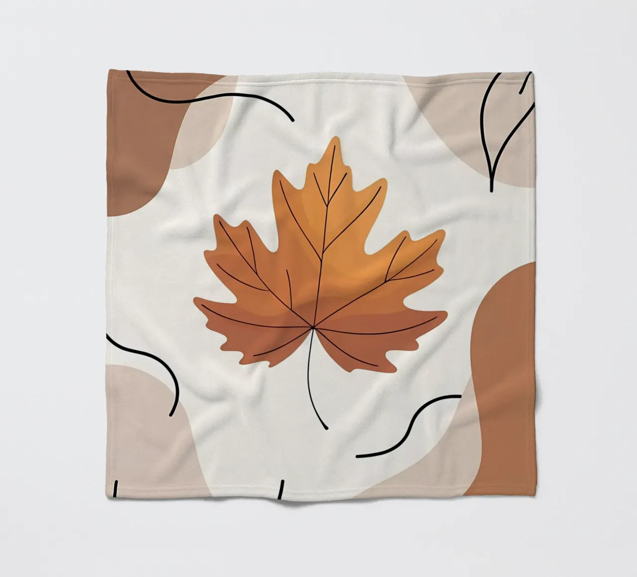 Minimalist one line drawing of a single maple leaf fleece blanket by Bloom And Brush
