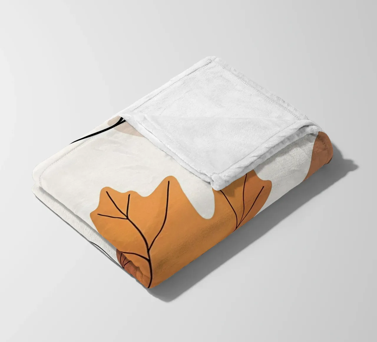 Minimalist one line drawing of a single maple leaf fleece blanket by Bloom And Brush