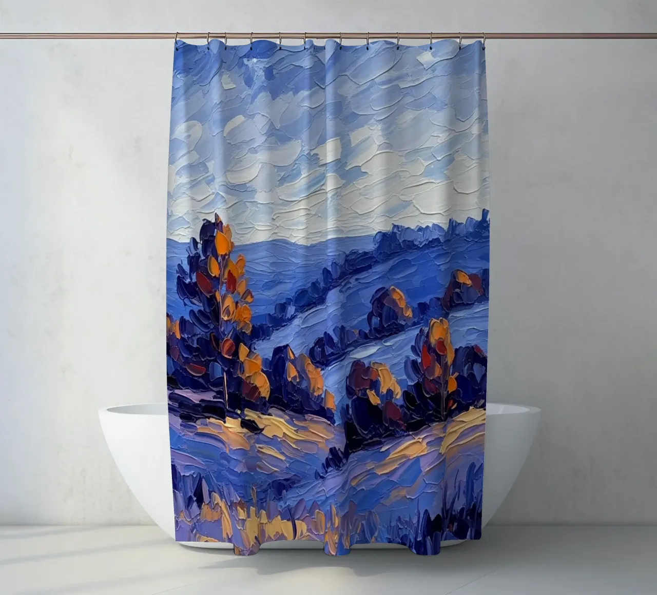 L'abbraccio dell'autunno: Un coltello a palette strutturato tenda da doccia da Artistic-shop