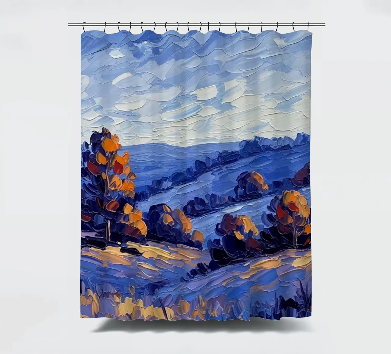 L'abbraccio dell'autunno: Un coltello a palette strutturato tenda da doccia da Artistic-shop