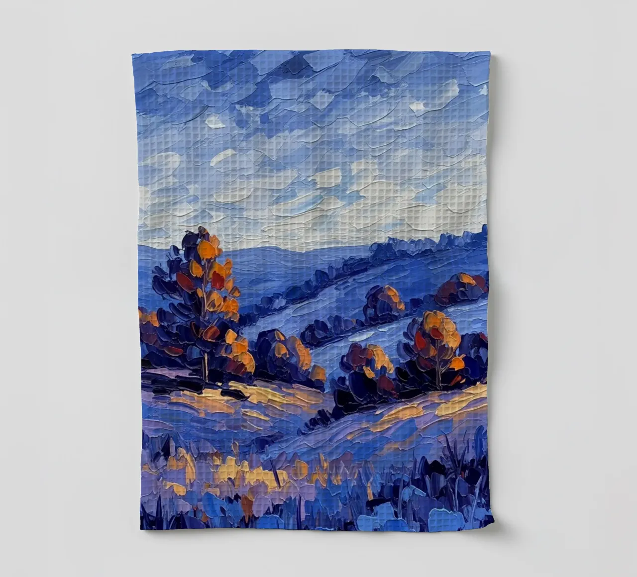 Autumn's Embrace: A Textured Pallet Knife tea towel by Artistic-shop