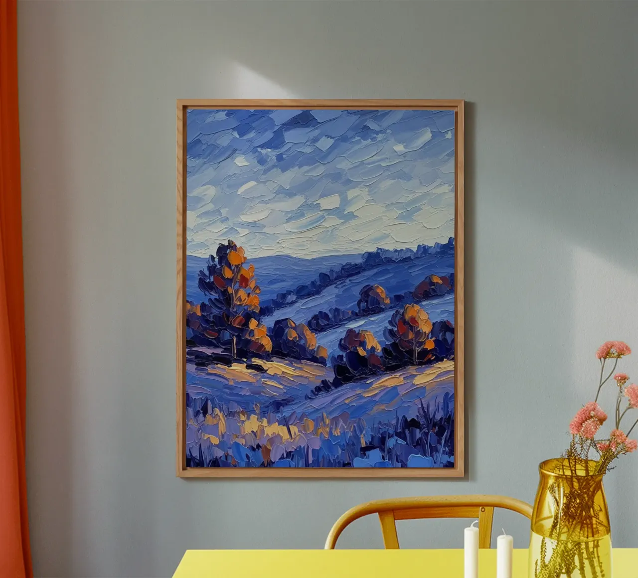 L'abbraccio dell'autunno: Un coltello a palette strutturato pannello forex da Artistic-shop