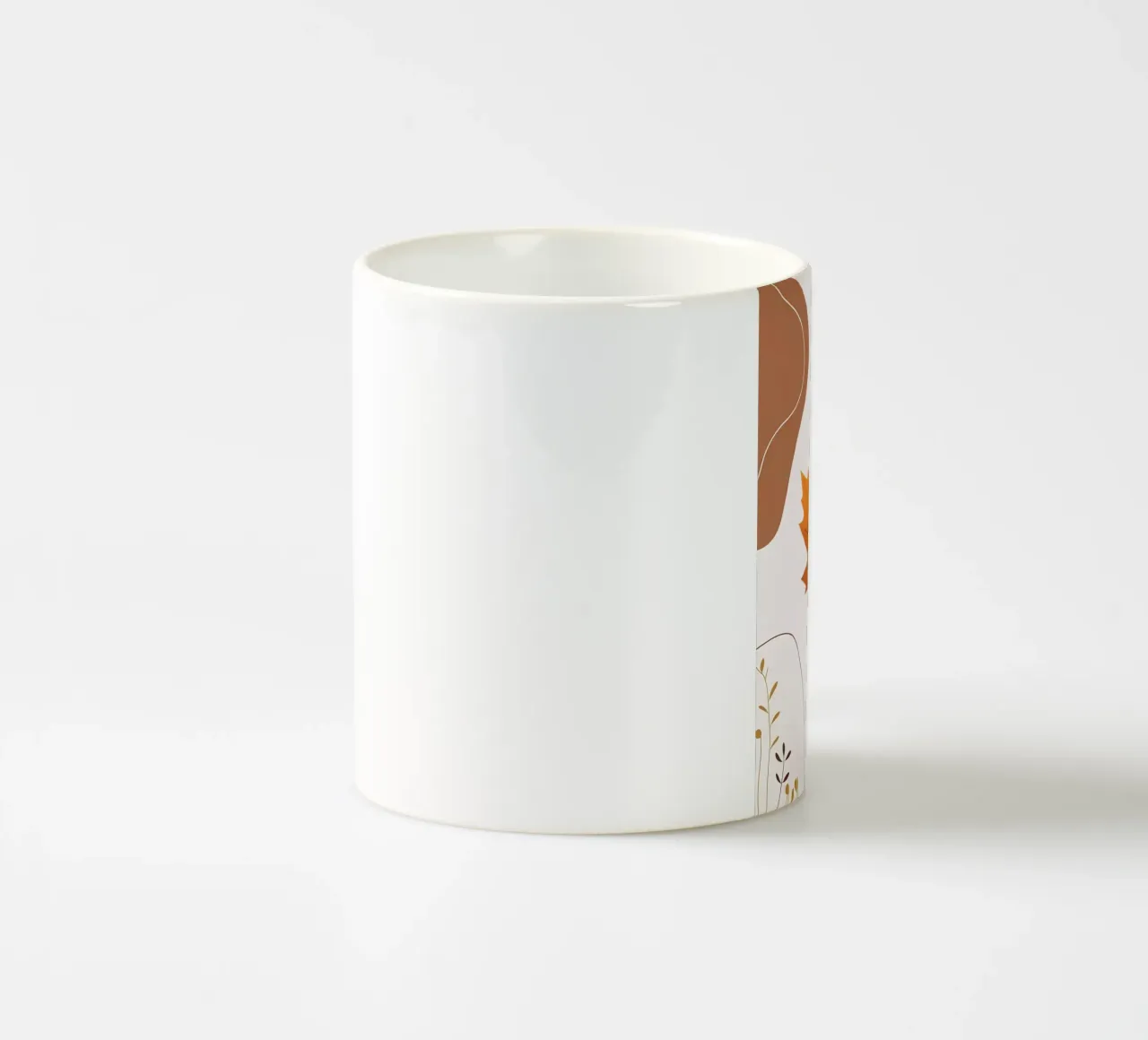 Minimalist one line drawing of a single maple leaf ceramic mug by Bloom And Brush