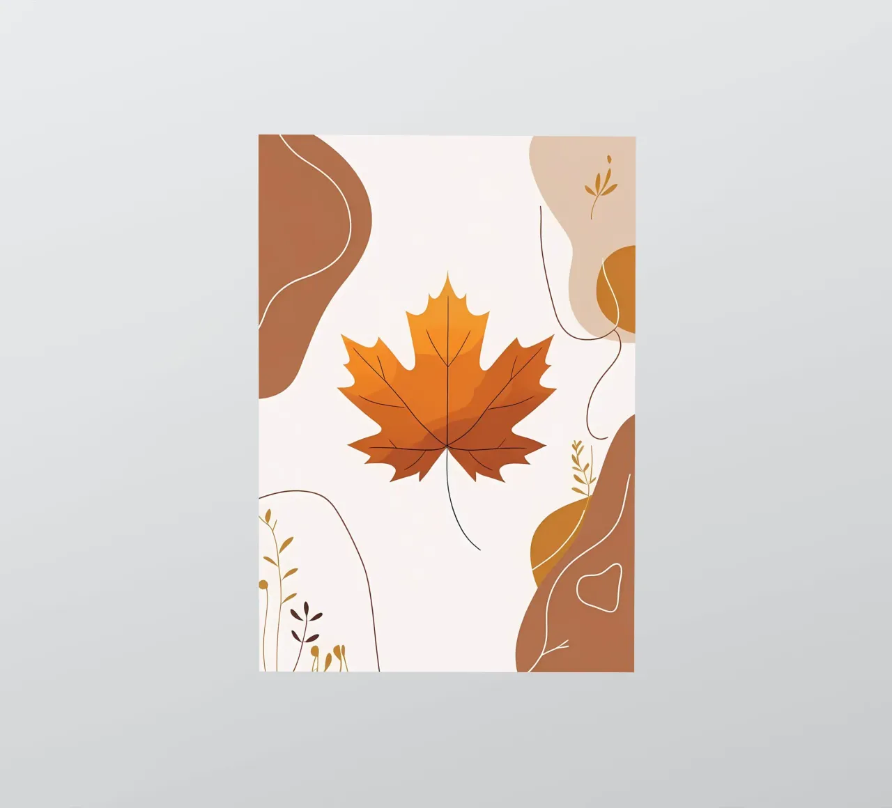 Minimalist one line drawing of a single maple leaf sticker by Bloom And Brush