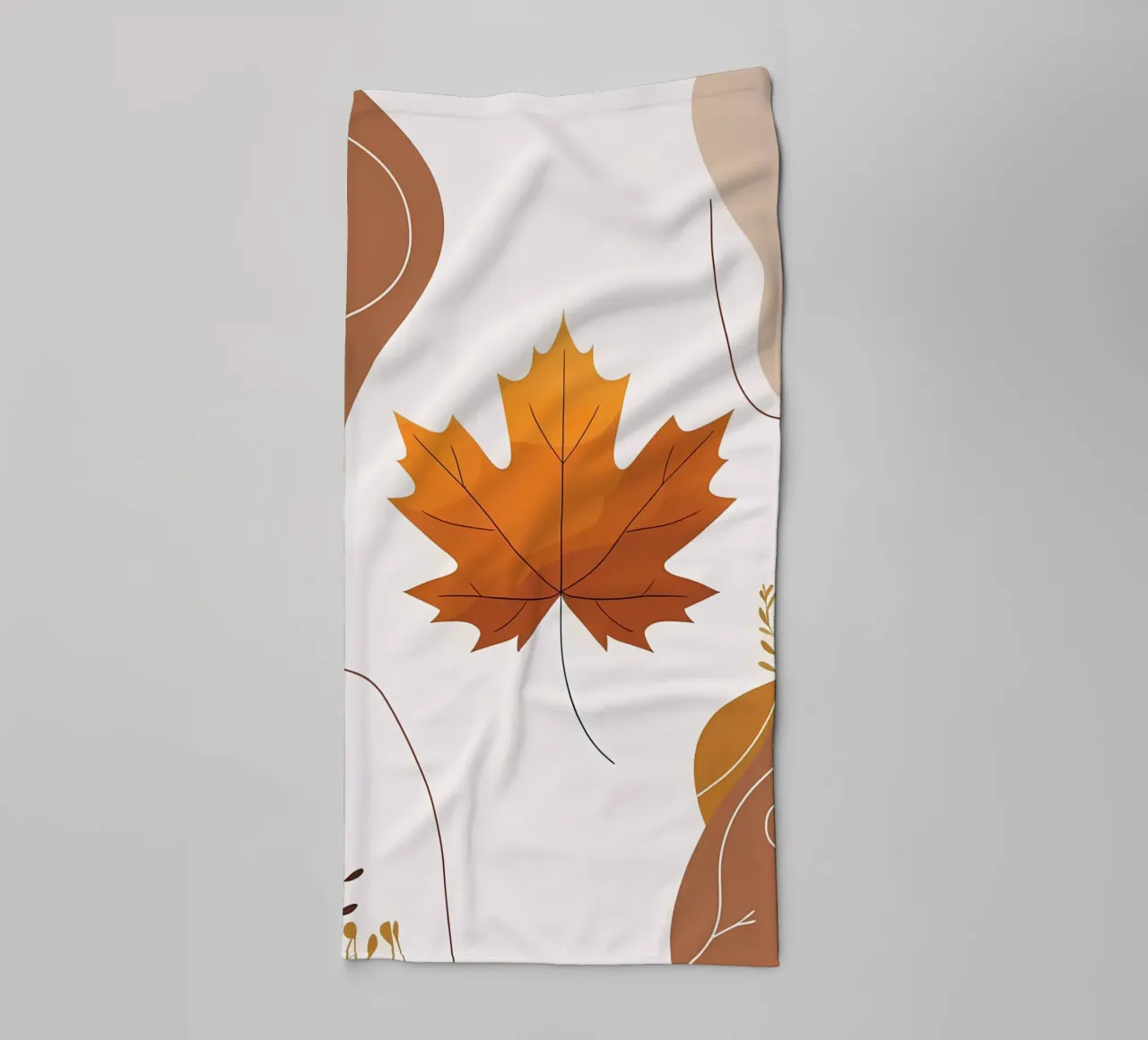 Minimalist one line drawing of a single maple leaf towel by Bloom And Brush